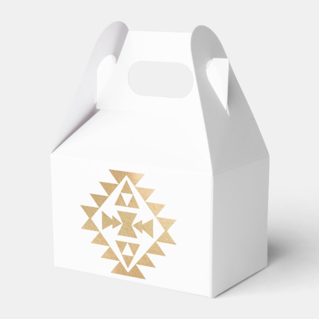 Gold Colour Nordic Pattern on White Favour Box (Front Side)