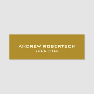 Gold Colour Plain Elegant Minimalist Simple Name Tag