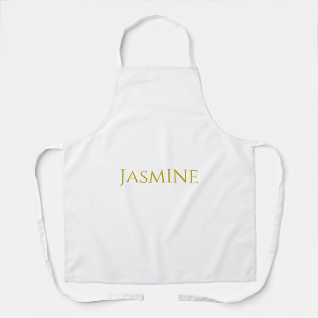 Gold Colour Plain Minimalist Professional Name  Apron (Front)