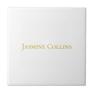 Gold Colour Plain Minimalist Professional Name Ceramic Tile