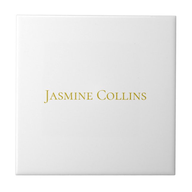 Gold Colour Plain Minimalist Professional Name  Ceramic Tile (Front)
