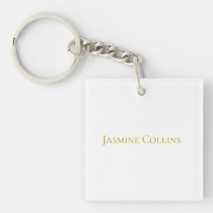Gold Colour Plain Minimalist Professional Name  Key Ring