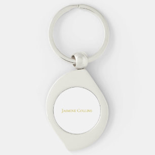 Gold Colour Plain Minimalist Professional Name  Key Ring