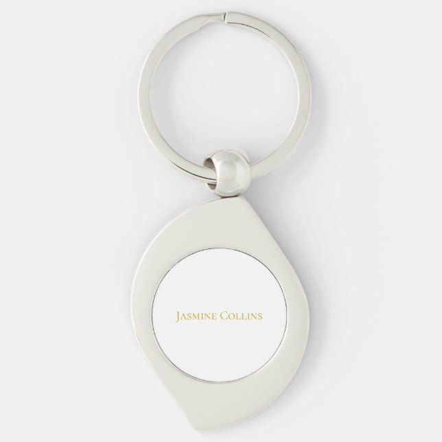 Gold Colour Plain Minimalist Professional Name  Key Ring (Front)