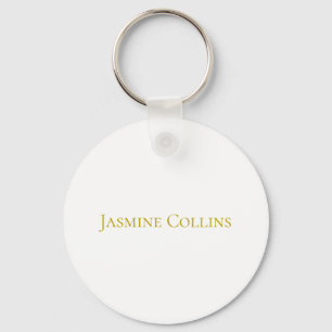 Gold Colour Plain Minimalist Professional Name  Key Ring