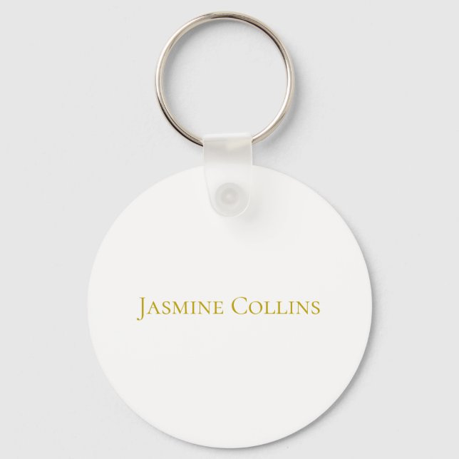 Gold Colour Plain Minimalist Professional Name  Key Ring (Front)