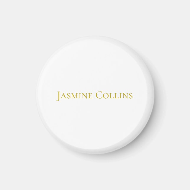 Gold Colour Plain Minimalist Professional Name  Magnet (Front)