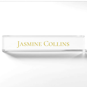Gold Colour Plain Minimalist Professional Name  Nameplate