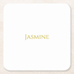 Gold Colour Plain Minimalist Professional Name Square Paper Coaster