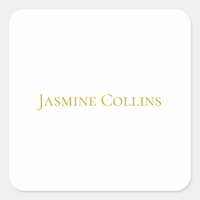 Gold Colour Plain Minimalist Professional Name  Square Sticker (Front)