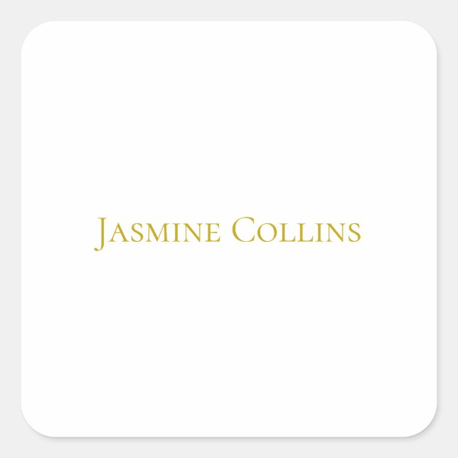 Gold Colour Plain Minimalist Professional Name  Square Sticker (Front)