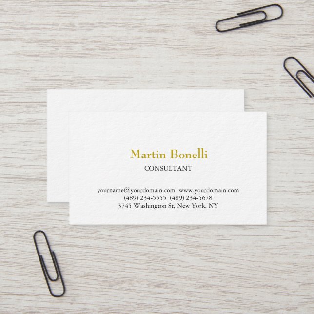 Gold Colour Premium Thick Unique Classical Simple Business Card (Front/Back In Situ)