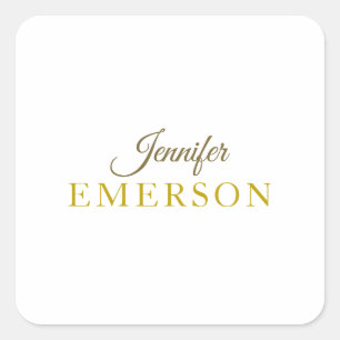 Gold colour professional minimalist modern plain square sticker