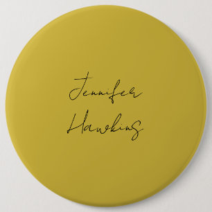 Gold colour professional plain handwriting 6 cm round badge