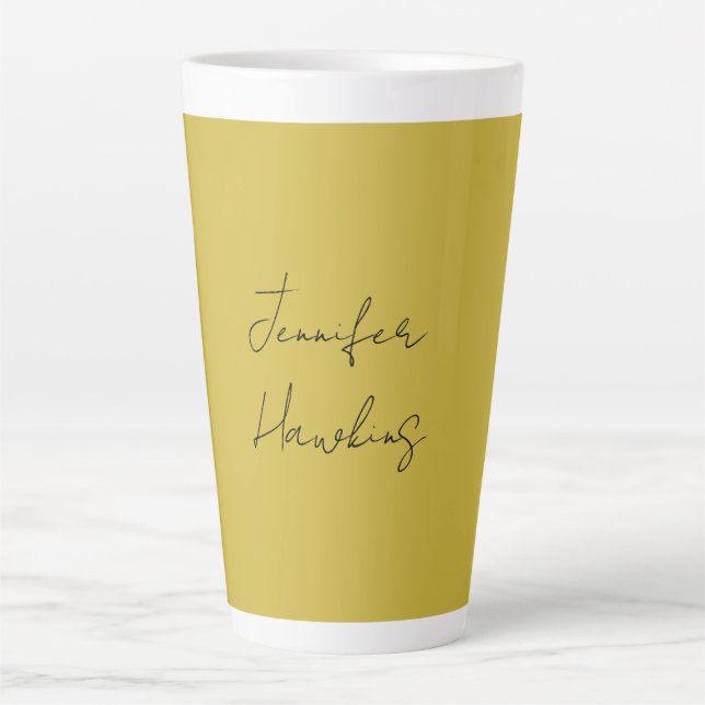 Gold colour professional plain handwriting latte mug (Front)