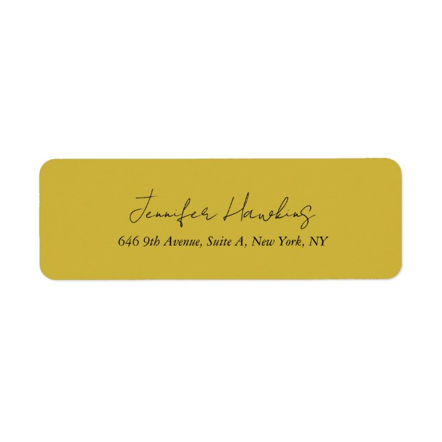 Gold colour professional plain handwriting return address label (Front)