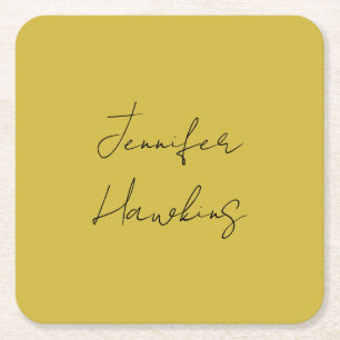 Gold colour professional plain handwriting square paper coaster