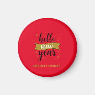 Gold Colour Red Happy New Year Merry Christmas Magnet