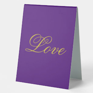 Gold Colour Script Love Purple Calligraphy