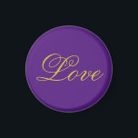 Gold Colour Script Love Purple Wedding Calligraphy Magnet<br><div class="desc">You can easily change the fonts and colours. You can also add your logo and the background image as you like.</div>