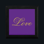Gold Colour Script Love Royal Purple Calligraphy Gift Box<br><div class="desc">You can easily change the fonts and colours. You can also add your logo and the background image as you like.</div>