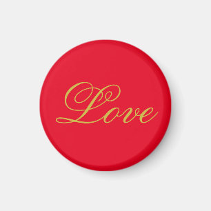 Gold Colour Script Red Love Wedding Calligraphy Magnet