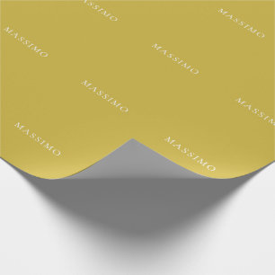 Gold Colour Trendy Modern Minimalist Your Name Wrapping Paper
