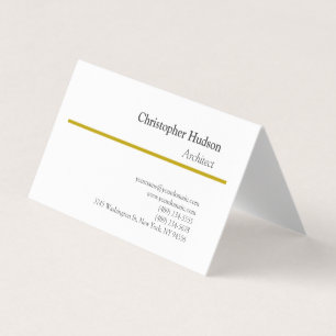 Gold Colour White Minimalist Simple Plain Business Card