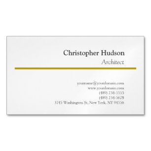 Gold Colour White Minimalist Simple Plain Magnetic Business Card
