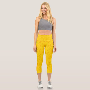 Gold Colour with Orange Circle Mark Capri Legg Leggings