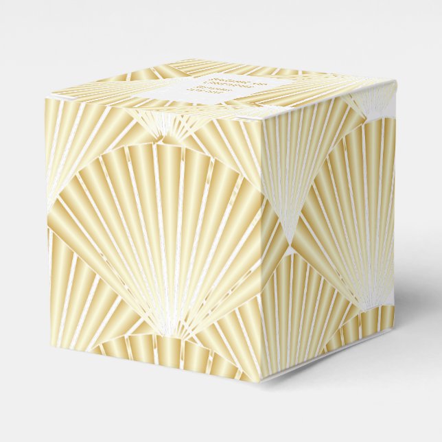Gold Coloured Art Deco Design Wedding Favour Box (Front Side)