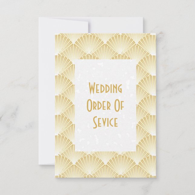 Gold Coloured Art Deco Design Wedding Program (Front)