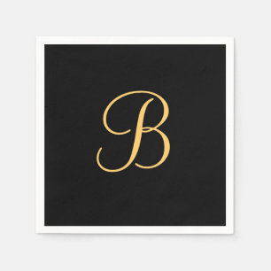 Gold-coloured B on black Napkin