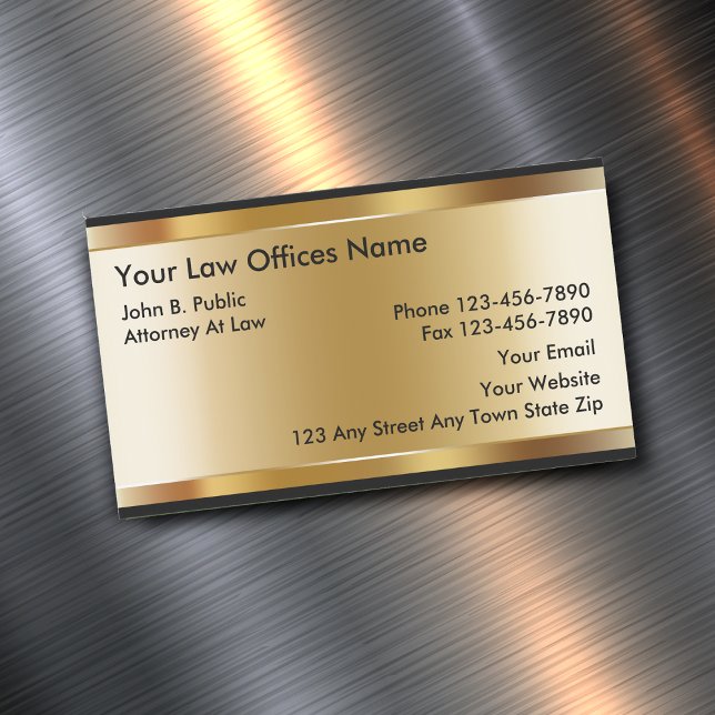 Gold Coloured Background Attorney Magnetic Business Card (Creator Uploaded)