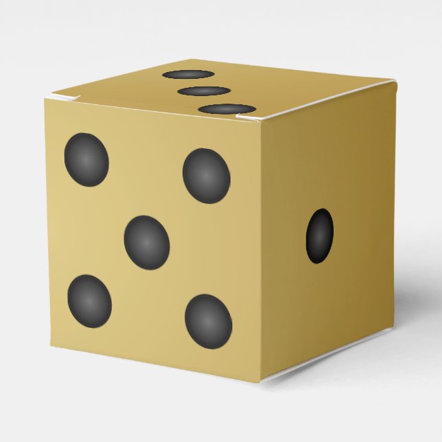 Gold Coloured Dice or Die Favour Box (Front Side)