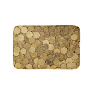Gold Coloured Euro Coins Bath Mat