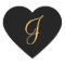 Gold-coloured initial J on black monogram sticker