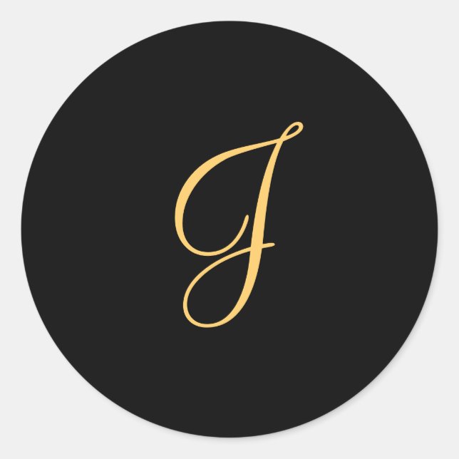 Gold-coloured initial J on black monogram sticker (Front)