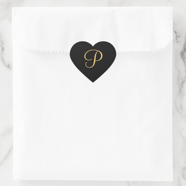 Gold-coloured initial P on black monogram sticker (Bag)