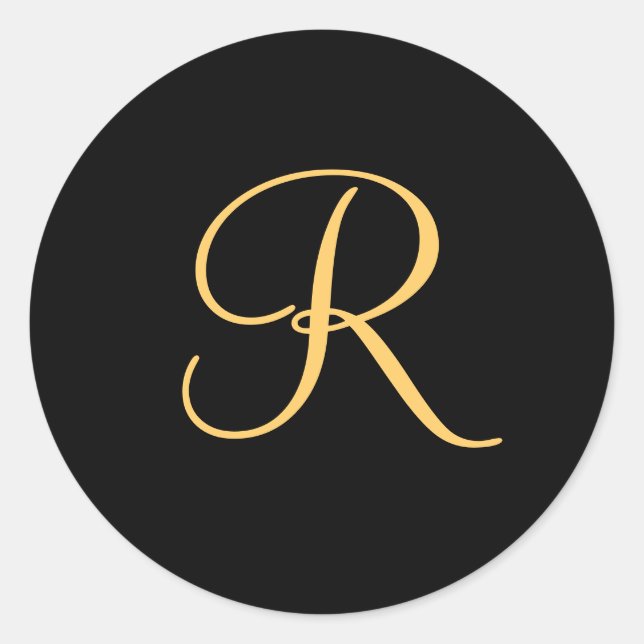 Gold-coloured initial R on black monogram sticker (Front)
