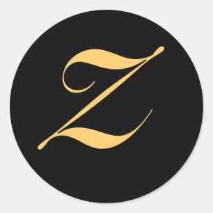 Gold-coloured initial Z on black monogram sticker