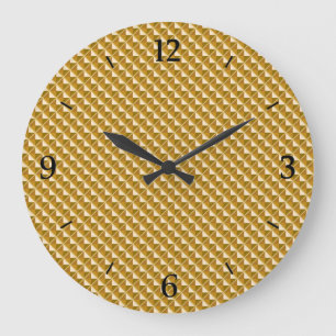 Gold coloured, metallic look, studded grid large clock