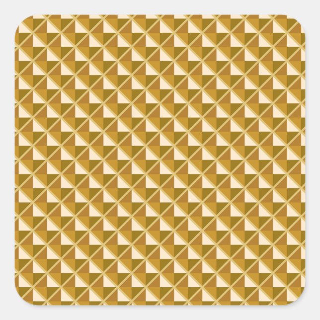 Gold coloured, metallic look, studded grid square sticker (Front)