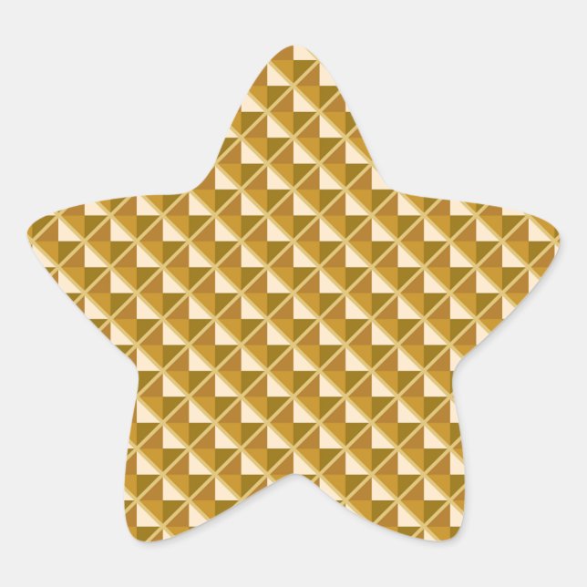 Gold coloured, metallic look, studded grid star sticker (Front)