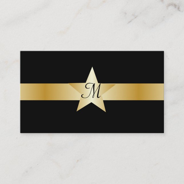 Gold Coloured Star Monogrammed Business Card (Front)
