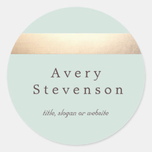Gold Coloured Striped Modern Light Blue Chic Classic Round Sticker