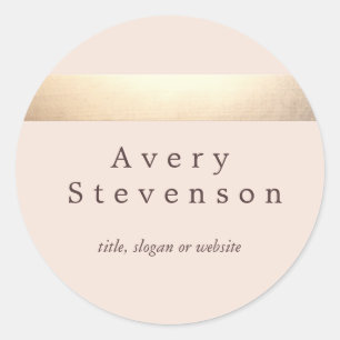 Gold Coloured Striped Modern Light Pink Chic Classic Round Sticker