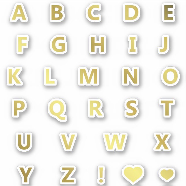 Gold Colours Letters Monogram Sticker Pack Alphabe (Front)