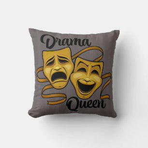 Gold Comedy And Tragedy Theatre Masks Drama Queen Cushion