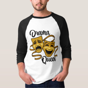 Gold Comedy And Tragedy Theatre Masks Drama Queen T-Shirt